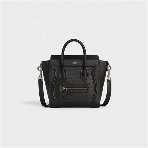 celine mini luggage black drummed leather price|NANO LUGGAGE BAG IN DRUMMED CALFSKIN.